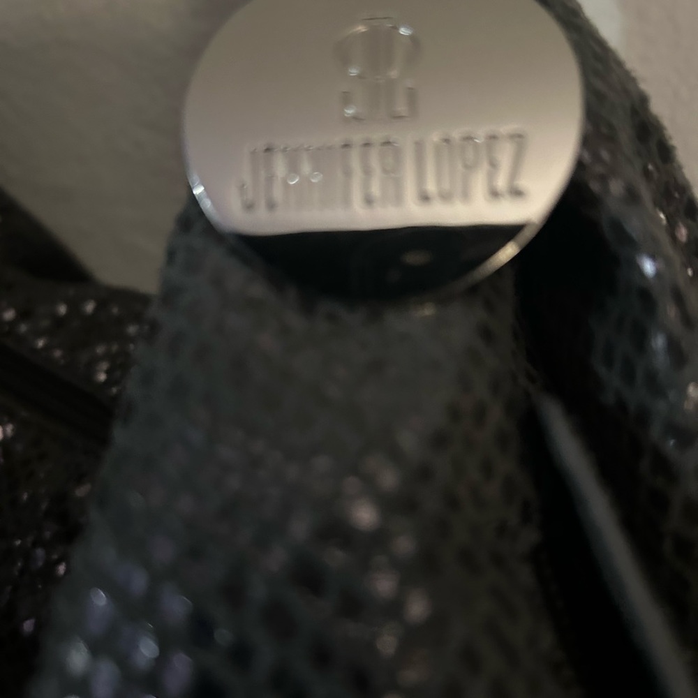 Jenifer Lopez Shimmery Black Hobo Bag with Silver Rings-Great Purse ! Sexy! - Picture 2 of 12